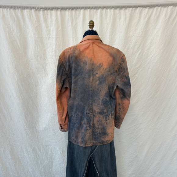 Vintage demin inspired hand dyed blue and orange blazer. - Picture 3 of 6